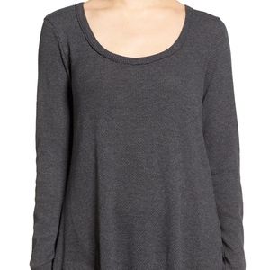 Hinge Shirred Back Waffle Knit Thermal Tee Top NWT
